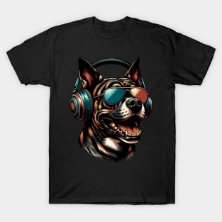 Treeing Tennessee Brindle Smiling DJ in Japanese Art T-Shirt